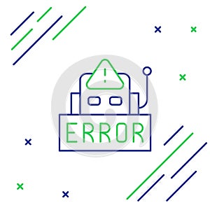 Line Error in the operation program of the robot icon isolated on white background. A broken chip of a robot. Colorful
