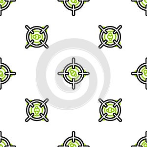 Line Eye scan icon isolated seamless pattern on white background. Scanning eye. Security check symbol. Cyber eye sign