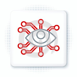 Line Eye scan icon isolated on white background. Scanning eye. Security check symbol. Cyber eye sign. Colorful outline