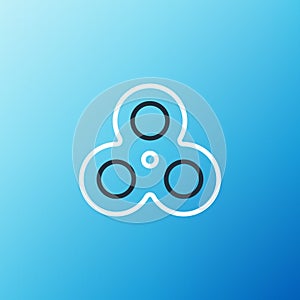 Line Fidget spinner icon isolated on blue background. Stress relieving toy. Trendy hand spinner. Colorful outline