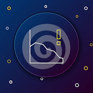 Line Financial growth decrease icon isolated on blue background. Increasing revenue. Colorful outline concept. Vector