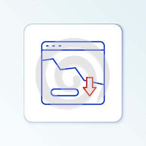 Line Financial growth decrease icon isolated on white background. Increasing revenue. Colorful outline concept. Vector