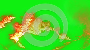 Line of fire with fire with a green background