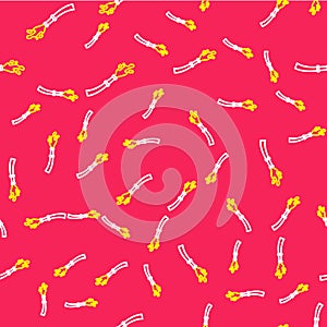 Line Fire hose reel icon isolated seamless pattern on red background. Vector