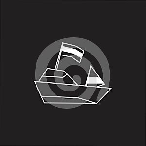 Line flag ship simple decoration vector