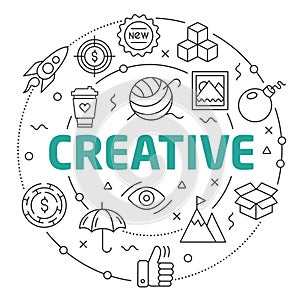 Line Flat Circle illustration creative