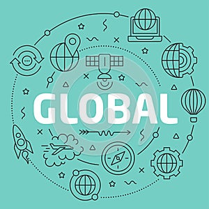 Line Flat Circle illustration global