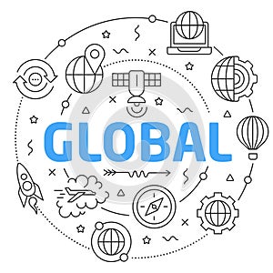 Line Flat Circle illustration global