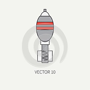 Line flat color vector military icon - mine. Army equipment and weapons. Cartoon style. Assault. Soldiers. Armament