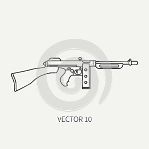 Linie eine Wohnung normal Vektor Militär Symbol Maschine Pistolen. armee geräte a rüstung. legendär Waffe. malerei-design Stil 