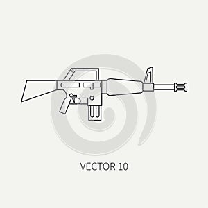 Linie eine Wohnung Vektor Militär Symbol Maschine Pistolen. armee geräte a Waffen. malerei-design Stil. armee. Attacke. soldaten 