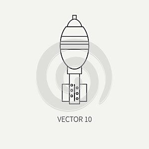 Line flat vector military icon - mine. Army equipment and weapons. Cartoon style. Army. Assault. Soldiers. Armament