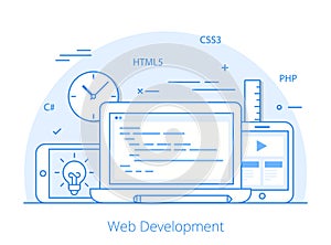 Line Flat web site development programming vector