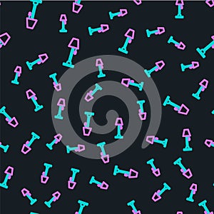 Line Floor lamp icon isolated seamless pattern on black background. Vector Illustration