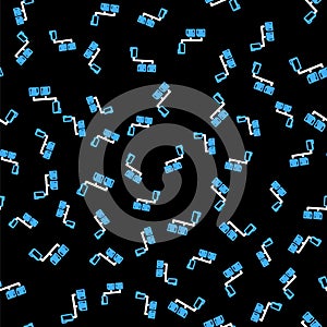 Line Folder tree icon isolated seamless pattern on black background. Computer network file folder organization structure