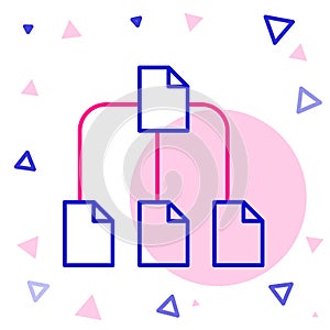 Line Folder tree icon isolated on white background. Computer network file folder organization structure flowchart