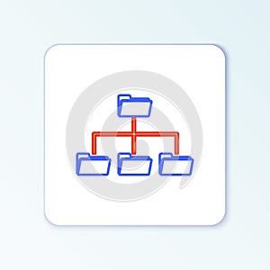 Line Folder tree icon isolated on white background. Computer network file folder organization structure flowchart