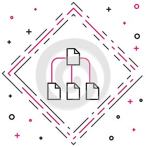 Line Folder tree icon isolated on white background. Computer network file folder organization structure flowchart