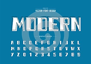 Line font with white shadow bold Font and alphabet vector, Modern Typeface and number design