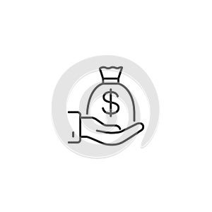 Line funding icon on white background