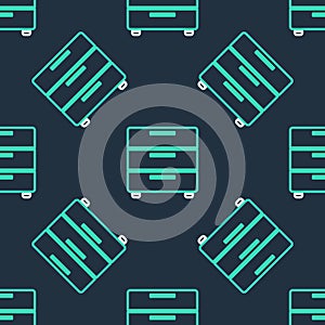 Line Furniture nightstand icon isolated seamless pattern on black background. Vector