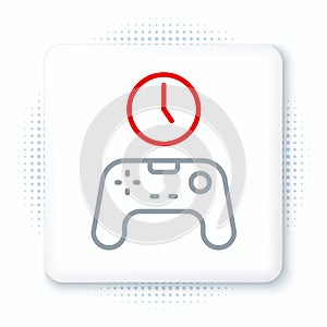 Line Gamepad of time icon isolated on white background. Time to play games. Game controller. Colorful outline concept