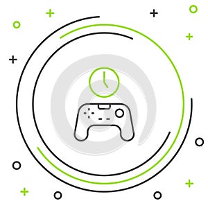 Line Gamepad of time icon isolated on white background. Time to play games. Game controller. Colorful outline concept