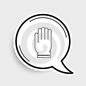 Line Garden gloves icon isolated on grey background. Rubber gauntlets sign. Farming hand protection, gloves safety