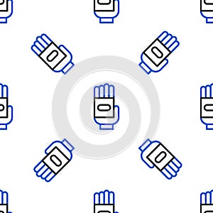 Line Garden gloves icon isolated seamless pattern on white background. Rubber gauntlets sign. Farming hand protection