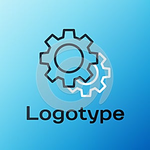 Line Gear icon isolated on blue background. Cogwheel gear settings sign. Cog symbol. Colorful outline concept. Vector