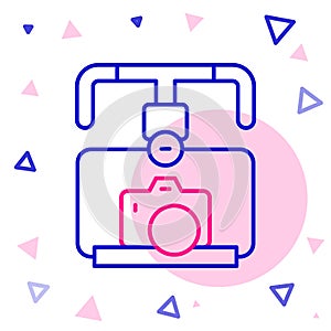 Line Gimbal stabilizer with DSLR camera icon isolated on white background. Colorful outline concept. Vector