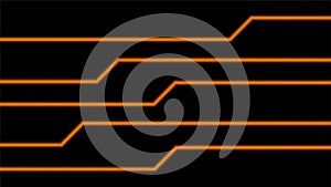 Line glow orange on black for background, modern art line glowing orange for technology concept, neon effect shine with orange