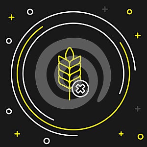 Line Gluten free grain icon isolated on black background. No wheat sign. Food intolerance symbols. Colorful outline