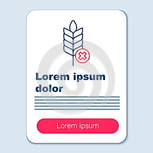 Line Gluten free grain icon isolated on grey background. No wheat sign. Food intolerance symbols. Colorful outline