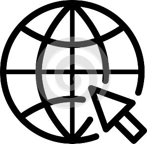 Line Go to Web icon with cursor symbol