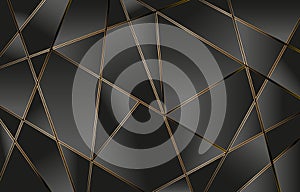 Line golden polygonal, Abstract Polygonal lines gold with dark black background, metal background, Polygonal lines template design