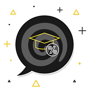 Line Graduation cap and coin icon isolated on white background. Education and money. Concept of scholarship cost or loan