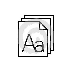 line grammar, letter file, icon on white background