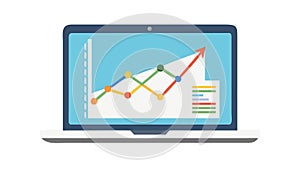 Line Graph Analytics on Laptop Screen Vector, vector design Generative AI