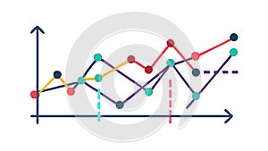 Line Graph Chart Icon for Data Analysis and Financial Trends, vector design Generative AI