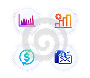 Line graph, Graph chart and Usd exchange icons set. Accounting report sign. Vector