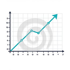 Line graph illustrating data progression with a grid background. X-axis and Y-axis