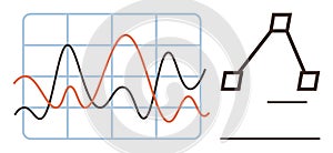 Line Graph with Wave Patterns and Minimalist Flowchart for Data Analysis