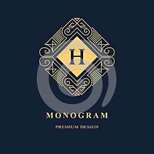 Line graphics monogram. Elegant art logo design. Emblem. Graceful template.