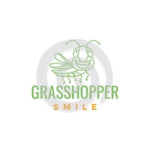 Line grasshopper green smile cartoon cute logo design vector graphic symbol icon illustration creative idea