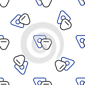 Line Guitar pick icon isolated seamless pattern on white background. Musical instrument. Colorful outline concept
