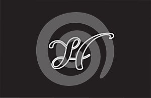 Line H icon logo design with handwritten style. Creative template for company