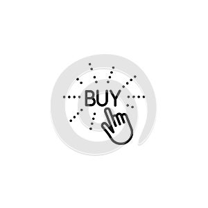 Line hand touch buy button icon on white background