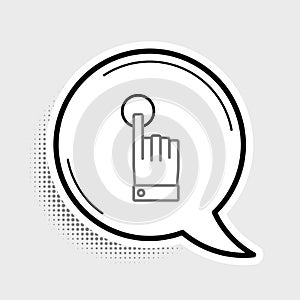 Line Hand touch and tap gesture icon isolated on grey background. Click here, finger, touch, pointer, cursor, mouse