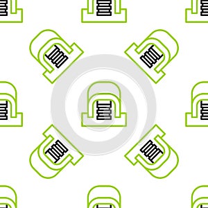 Line Hangar with servers icon isolated seamless pattern on white background. Server, Data, Web Hosting. Vector